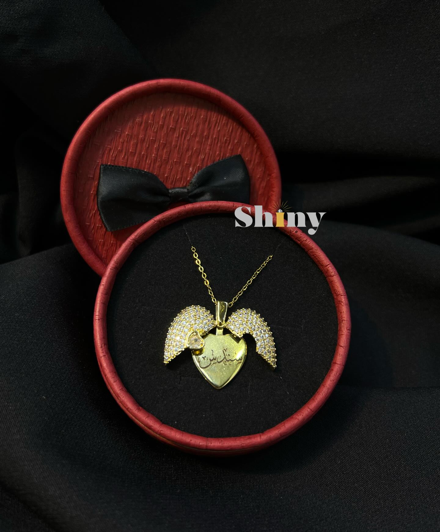 Collier Cœur Ailé Gravé | Pendentif Personnalisé Chaîne Dorée - Shiny VIP